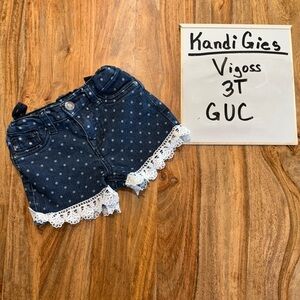 Vigoss Navy Polka Dot Shorts with Lace Hem
